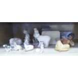 Lladro china animals: to include a seated rabbit  3"h