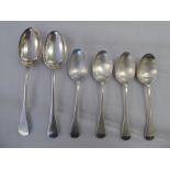 Silver flatware, two different sizes Old English pattern tablespoons  mixed marks