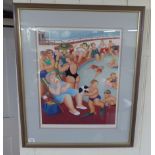 After Beryl Cook - 'The Large Bathers'  coloured print  bears a blindstamp and pencil signature  15"