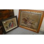 Two early 20thC tapestry pictures  13" x 11" & 22" x 19"  both framed