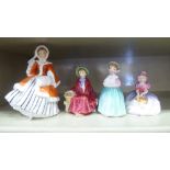 Four Royal Doulton china figures: to include 'Noelle'  HN2179  7.5"h
