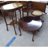 Small reproduction furniture: to include a string inlaid mahogany bow front two drawer side table,