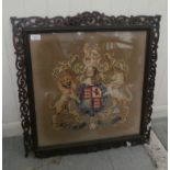 An early 20thC fretcarved frame, depicting a Royal coat of arms  20"sq