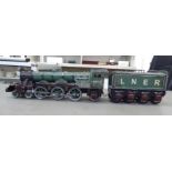 A large scale painted, tinplate model locomotive and tender 'Flying Scotsman' in LNER livery