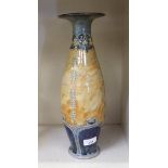 A Doulton Lambeth stoneware vase of slender baluster form, decorated in colours in Art Nouveau taste