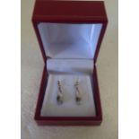 A pair of 9ct gold, gem set drop earrings