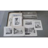 A mixed folio of 18th & 19thC engravings and prints: to include the town and port at Folkestone