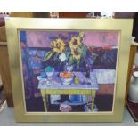 After Archie Forrest - 'Green Table'  Limited Edition 6/50 processed oil print  bears a