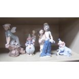 Lladro porcelain ornaments: to include a 2000 Collectors Society model, a clown  8"h