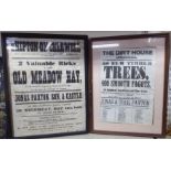 Two mid Victorian printed auction posters, advertising sales of timber and hay in Oxfordshire  19" x