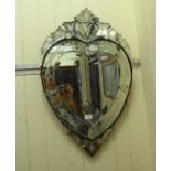 A mid 20thC Venitian mirror with a multi-panelled plate with engraved ornament  30" x 19"