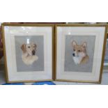 Playfair - 'Plover' and 'Ben' a pair of canine portraits  watercolours  bearing signatures & dated '