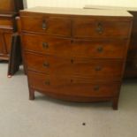 A late Victorian mahogany bow front, five drawer dressing chest, raised on bracket feet 41"h  41"w