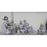 Lladro porcelain figures: to include children, in various poses