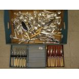A mixed lot of cutlery and flatware: to include a boxed set of six fish knives and forks