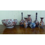 Imari porcelain: to include a pair of bottle vases 10"h