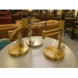 Three Ralph Lauren chromium finished and gilded angle adjustable table lamps  16"h