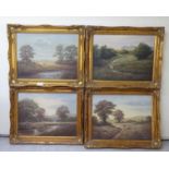 Four similar works by Reginald Brown - spring landscapes  oil on canvas  bearing signatures  11" x