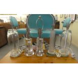 Clear tables lamps: to include a pair by Ralph Lauren  19"h
