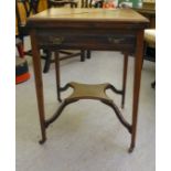 An Edwardian walnut envelope card table with a drawer, raised on square, tapered legs  28"h  22"sq