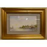 P Scrivener - a maritime scene and a shoreline scene  two watercolours  bearing signatures  7.5" x