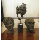 Pottery sculptures: to include a bust of a woman  12"h