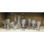 Decorative 19thC and later glassware: to include a pair of mallet shape cut and engraved