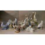 Mainly Nao porcelain model animals: to include geese, doves and other birds  largest 8"h
