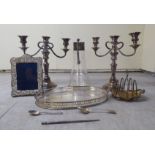 Silver and silver plate: to include a photograph frame  4" x 6"; and a claret jug