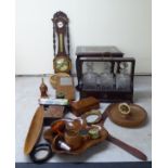 Mainly 20thC collectables: to include a hardwood occasional table  12"h  15"sq; trinket boxes; and a