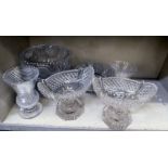 Decoratively cut 19thC and later glassware: to include a pedestal punch bowl  16"dia