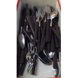 1970s Joseph Rodgers of Sheffield stainless steel and teak handled cutlery and flatware