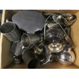 Mainly silver plated cutlery, flatware and other pewter tableware