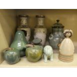 Ceramics: to include a stoneware ornament, fashioned as a pear  8.5"h