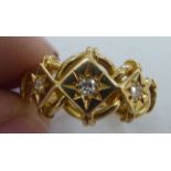 An 18ct gold triple diamond set ring