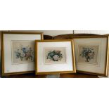 Three works in the manner of Mrs J Smith - floral studies  mixed media  one bears a label verso