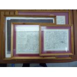 Four maps: to include a reproduction of a 17thC example of Oxfordshire  13" x 18"  framed