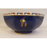 An Arcadian Ware Art Deco china Blue Lagoon pattern fruit bowl of octagonal form  9"w