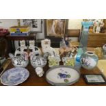 A mixed lot: to include a pair of Staffordshire model animals, zebras  15"h; and a pair of spaniels
