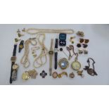 Items of personal ornament: to include rolled gold cufflinks; and a gold plated Elgin pocket