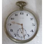 A Longines pocket watch, faced by an Arabic dial with subsidiary seconds, model no.4202921