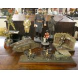 Ceramic and composition military related figures and models: to include Kitchener  14"h