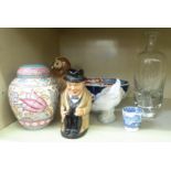 Ceramics and glassware: to include a Bursley ware Charlotte Rhead ginger jar and cover  6"h