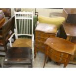 Small furniture: to include a late 19thC stained mahogany stand, raised on carved, turned legs,