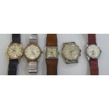 Five early/mid 20thC variously cased and strapped wristwatches: to include examples by Roamer, Nova,