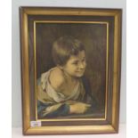 A peasant boy  processed printed oil  9.5" x 13"  framed