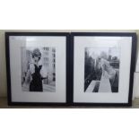 A pair of Getty Imoges monochrome photographic fashion portraits, viz. Audrey Hepburn 'Lunch on