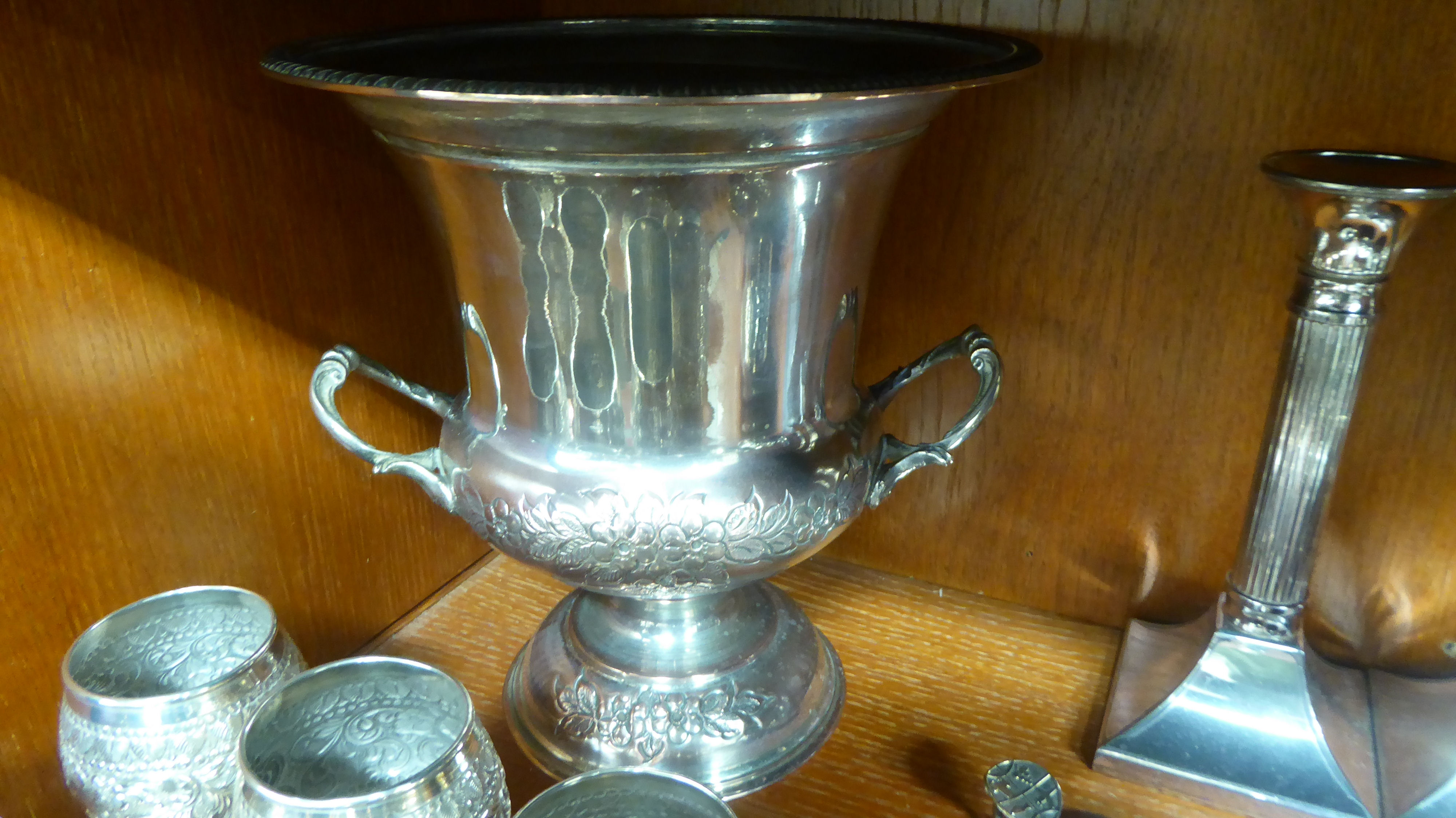 Silver plate, white metal and similar wares: to include ashtrays; a pair of Victorian style dwarf - Image 3 of 6