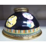 A German Aerozon gilt metal mounted decoratively painted porcelain and glass inkstand of domed