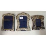 Three silver picture frames  mixed marks  largest 7.5"h  5"w